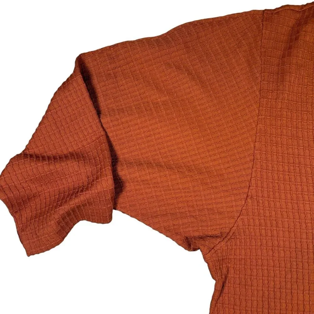 NEW Mara Hoffman Mariana Waffle Bodysuit Burnt Orange Deep V Women's Plus 3X - Picture 5 of 11